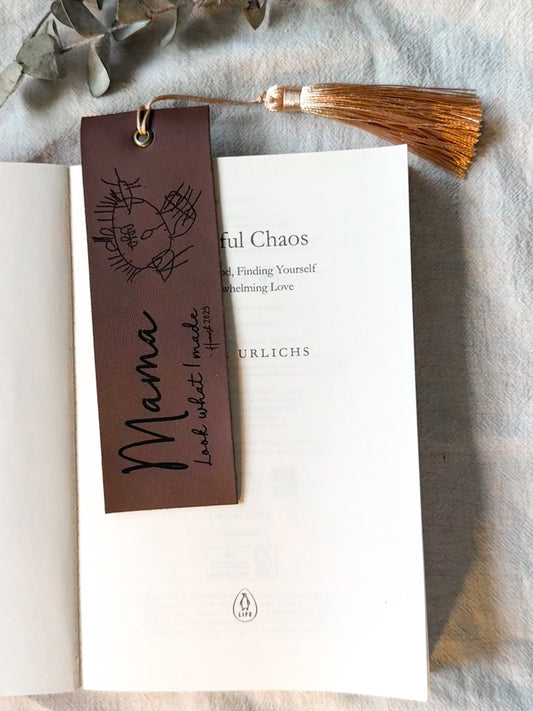 Children’s Artwork Leather Bookmark – A Keepsake of Their Creativity