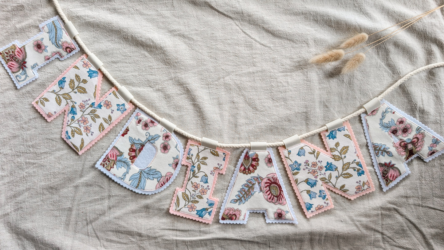 Keepsake Name Bunting – Your Baby’s Outgrown Clothes, Transformed into a Treasured Display