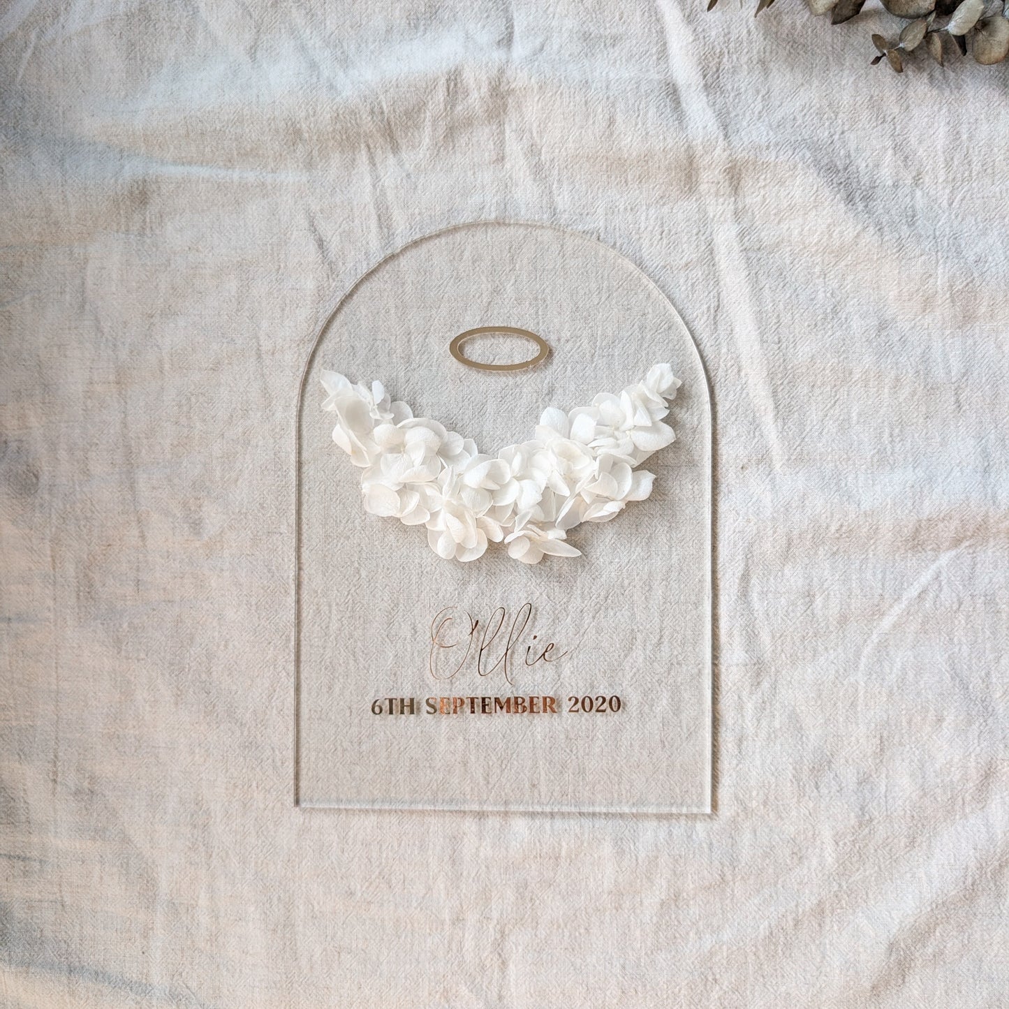 Floral Wings Acrylic Arch – Never Forgotten