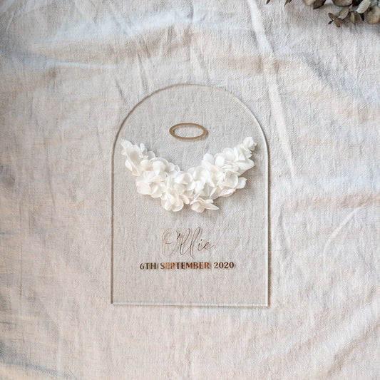 Floral Wings Acrylic Arch – Never Forgotten