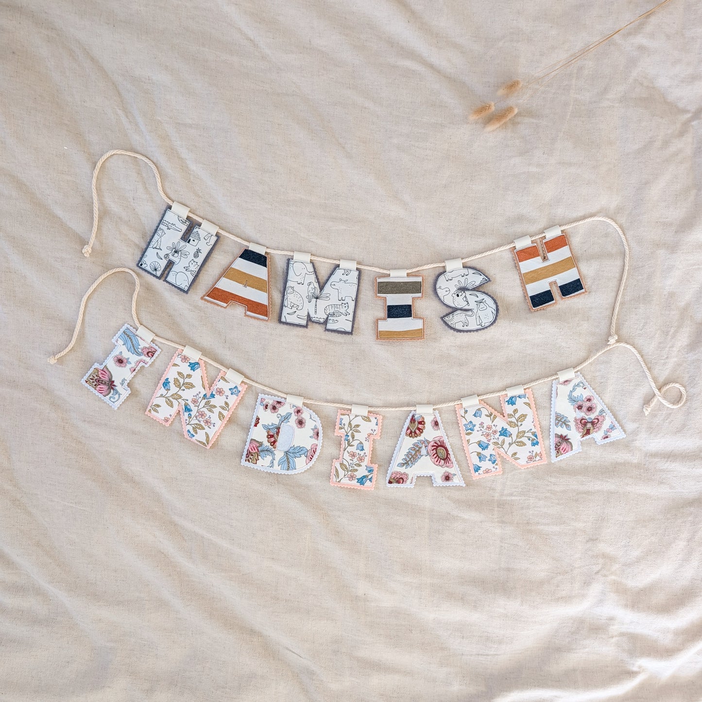 Keepsake Name Bunting – Your Baby’s Outgrown Clothes, Transformed into a Treasured Display